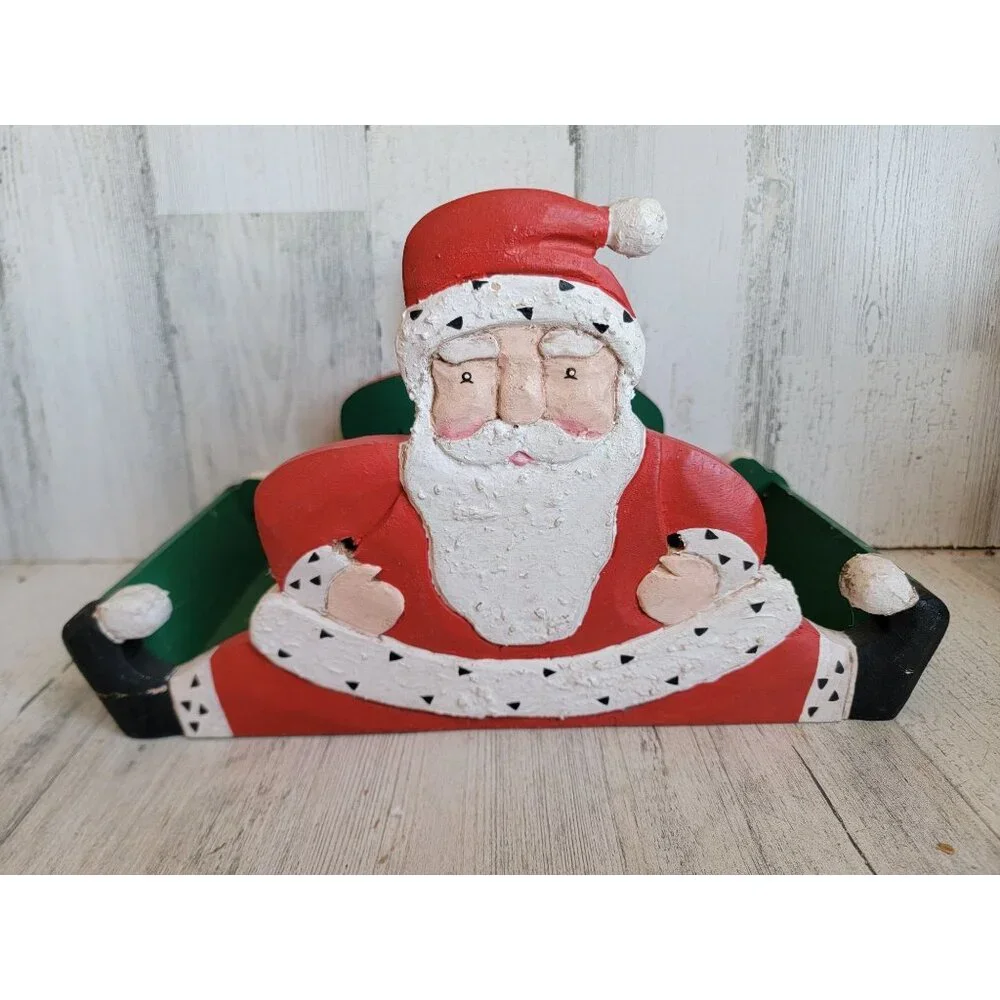 Vintage wooden Santa claus carrying box home decor xmas‎